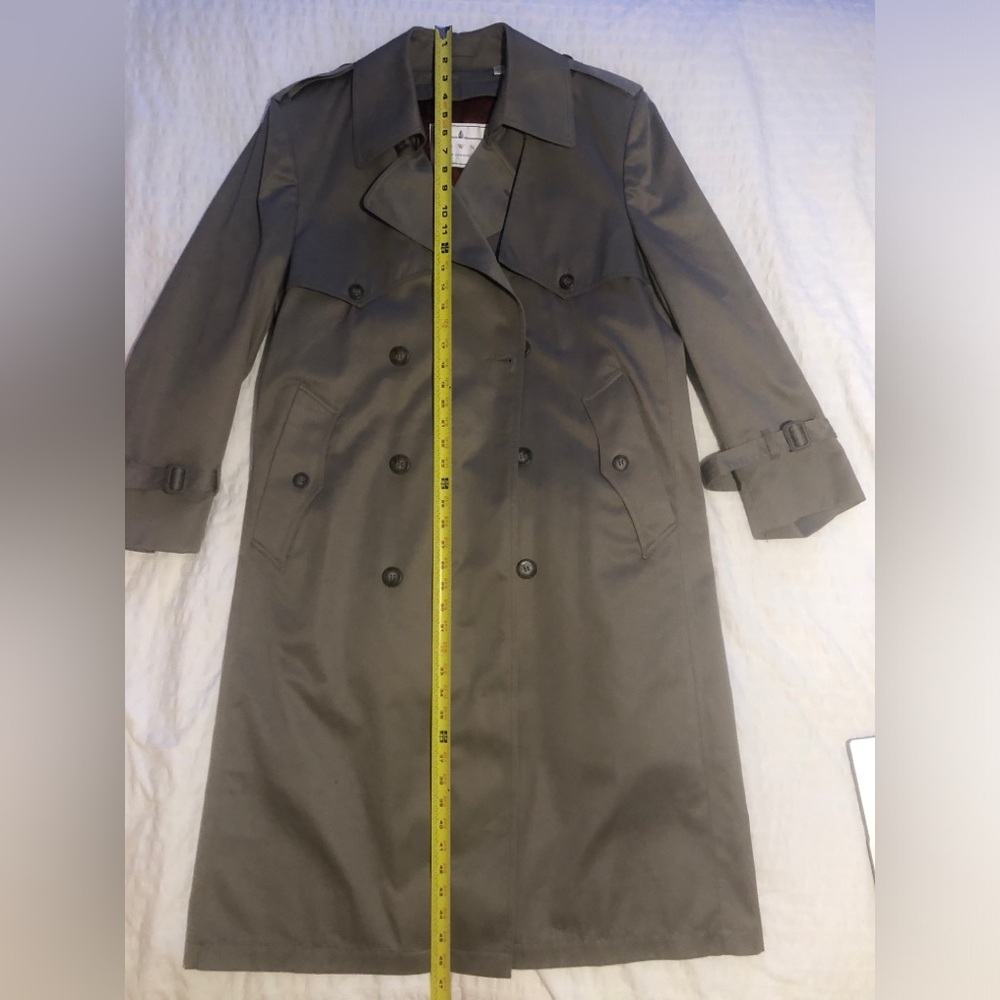 London Fog Towne Vintage 80s 90s Mens size 38 Short Grey Lined Trench Coat - Picture 13 of 15